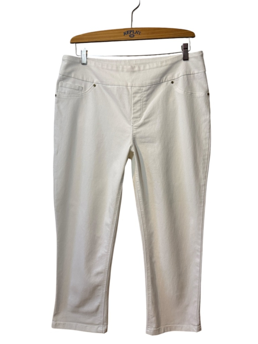 2/$25 Peck & Peck White Curve Perfect Pull on Jegging Capri Cropped Pants Sz 14